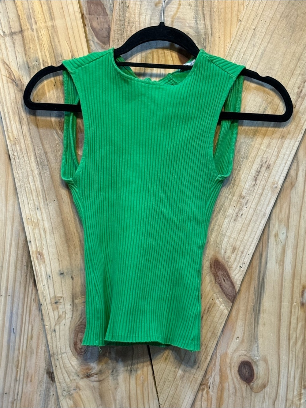 Zara Bright Green Ribbed Tank Top